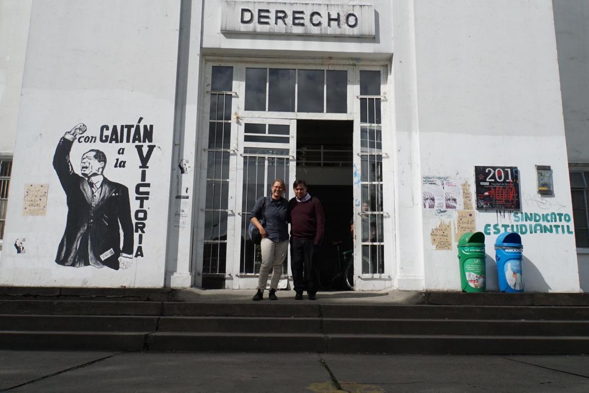 Monika standing outside University bogota nacional