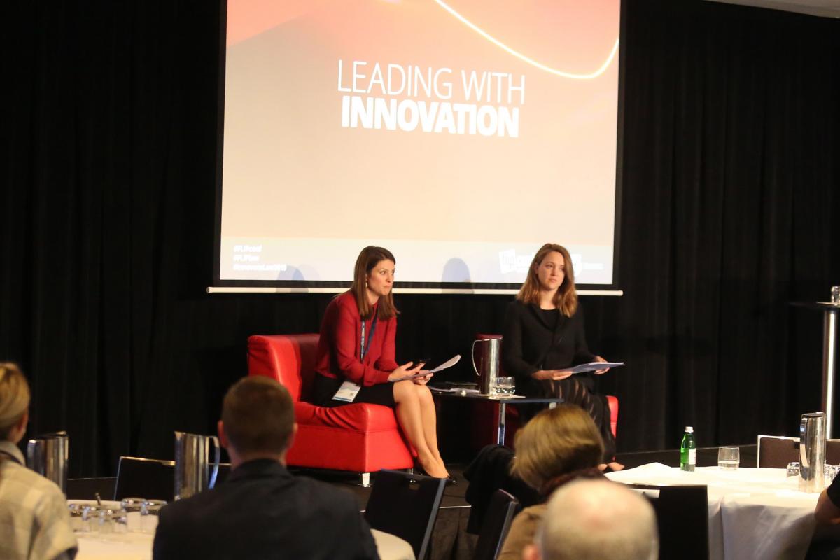 Felicity and Justine speaking at FLIP conf